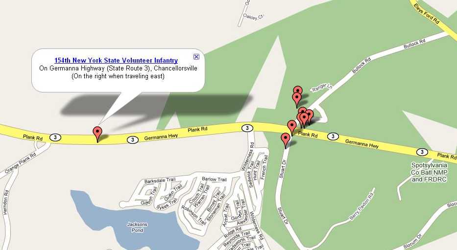 Map to 154th NY Monumnet at Chancellorsville