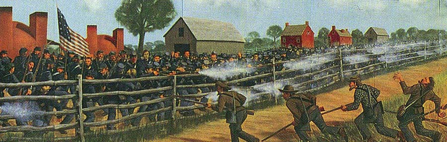 Detail of the 154th NY mural at Coster Avenue in Gettysburg Detail of the 154th NY mural at Coster Avenue in Gettysburg